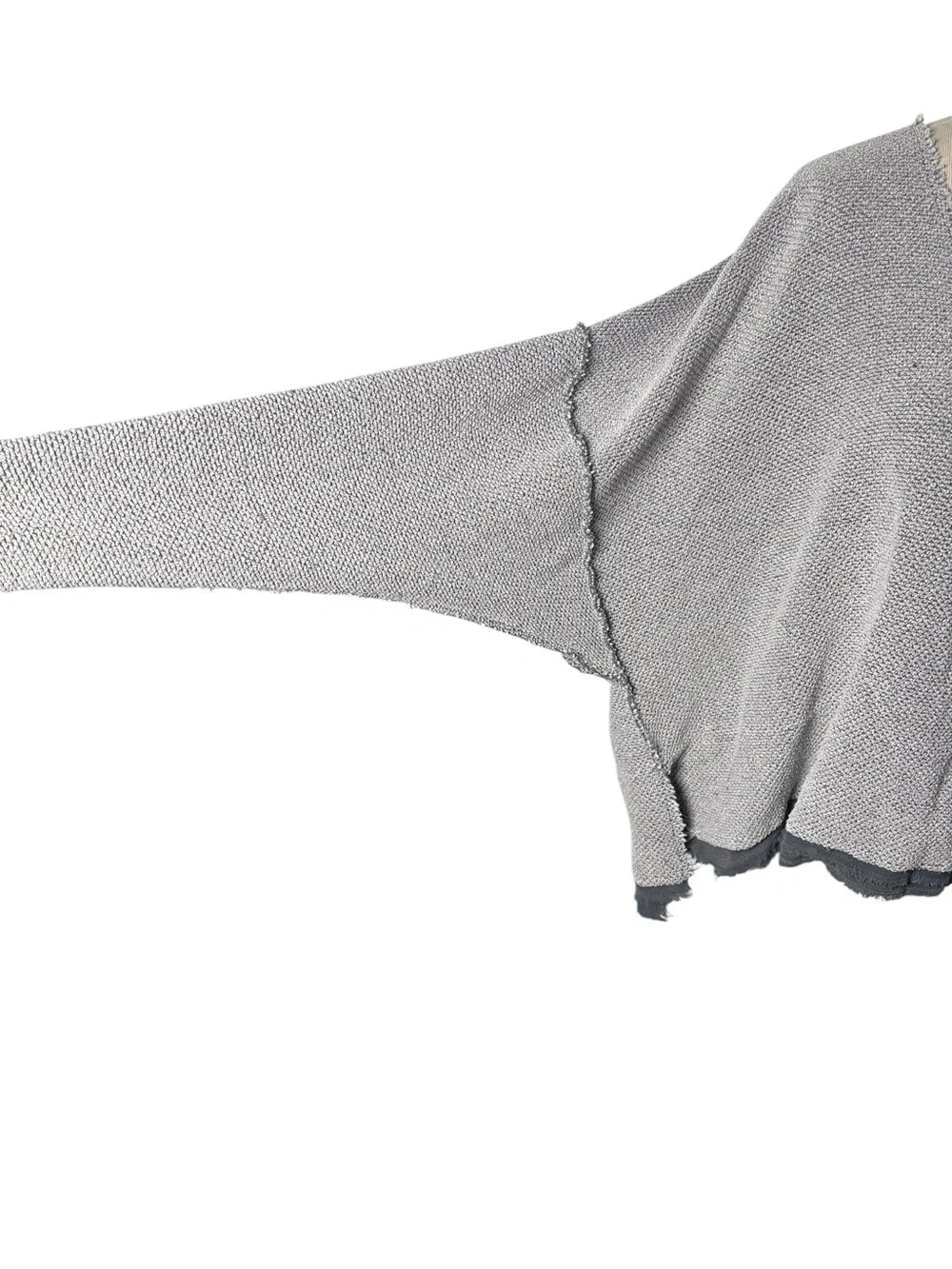 Free People Oversized Textured Dolman Top Small Gray Raw Edge Boho